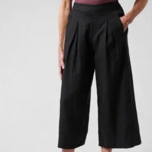 Athleta Black Wide Leg Pants with High Waist and Pleats